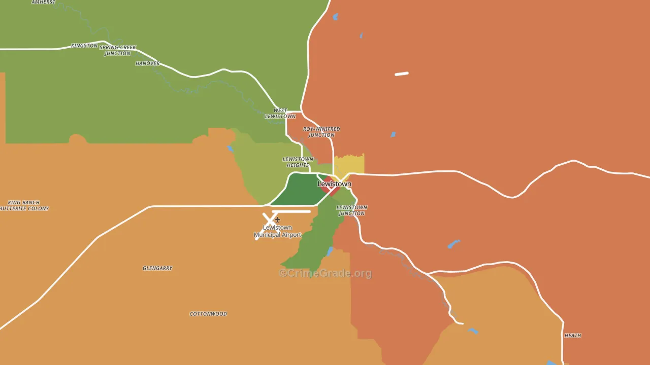 Lewistown, MT Map of Assault Rates