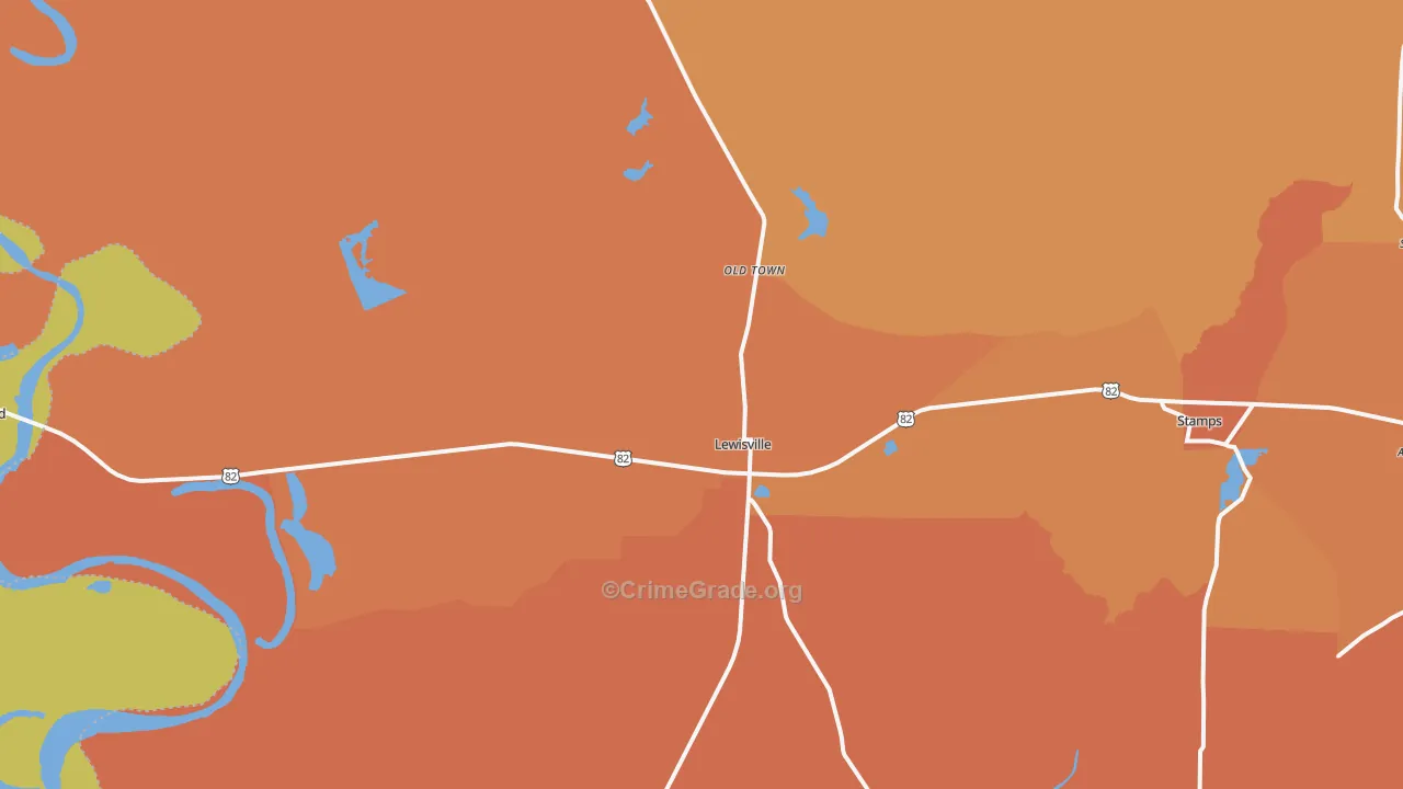 Lewisville, AR Map of Assault Rates