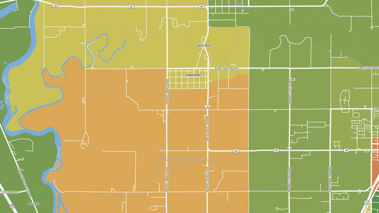 Lewisville, ID Map of Assault Rates