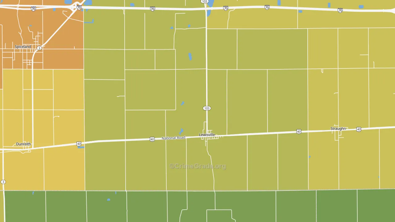 Lewisville, IN Map of Assault Rates