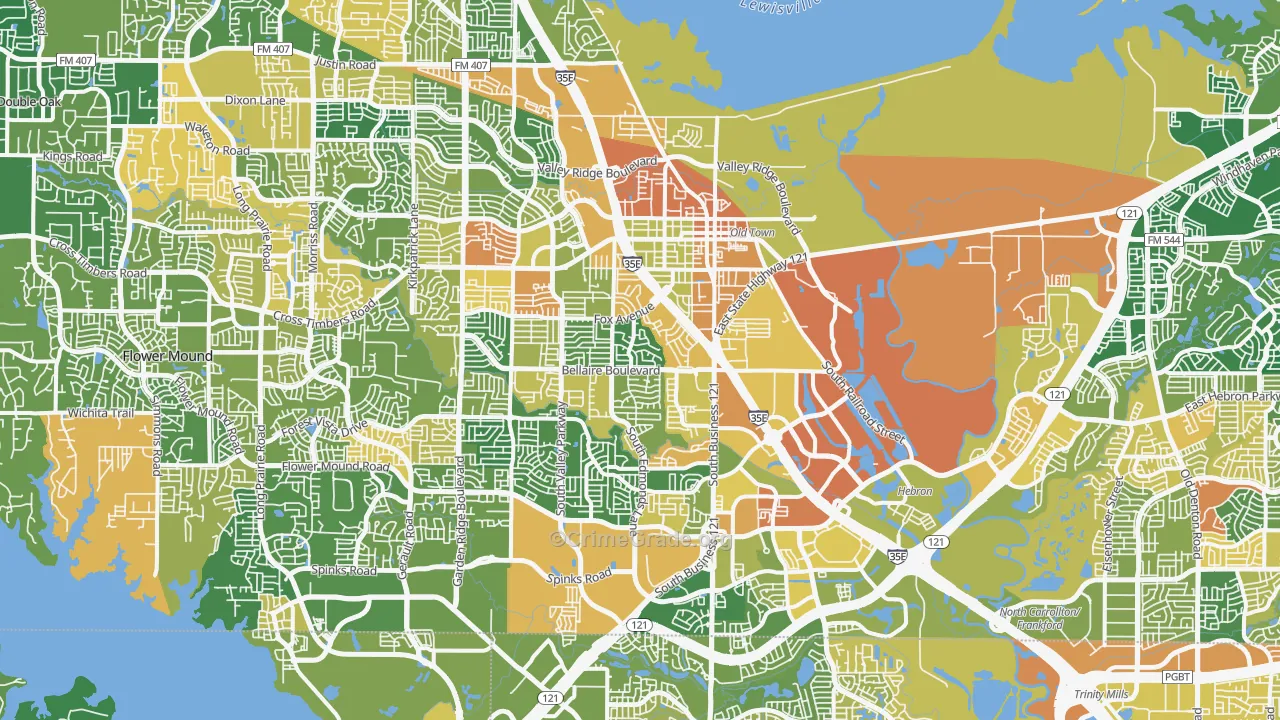 Lewisville, TX Map of Assault Rates
