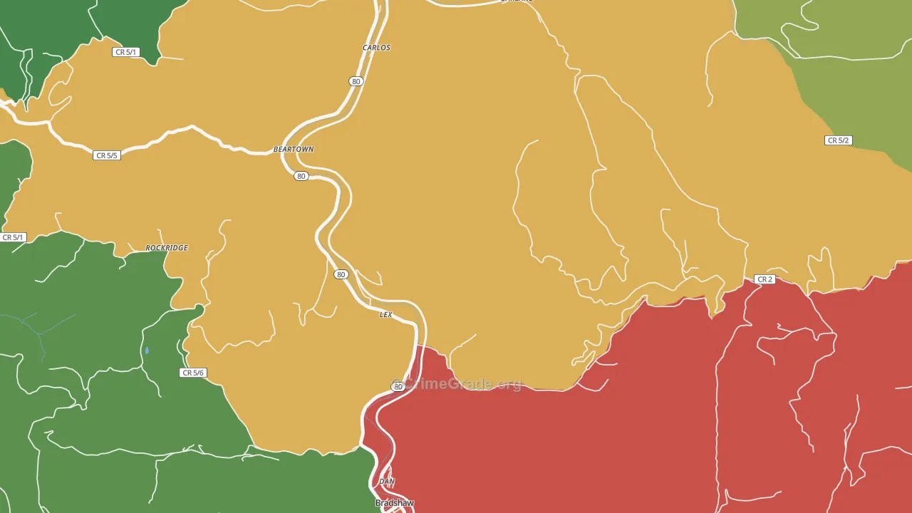 Lex, WV Map of Assault Rates