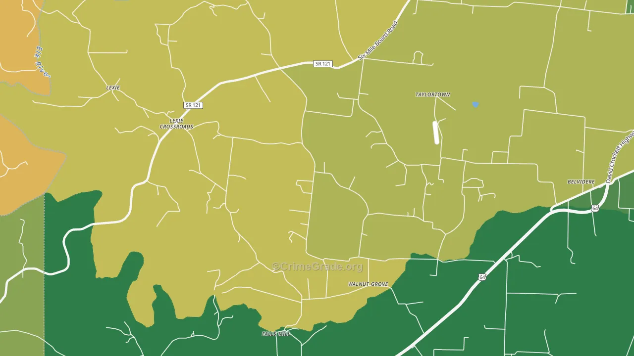 Lexie Crossroads, TN Map of Assault Rates