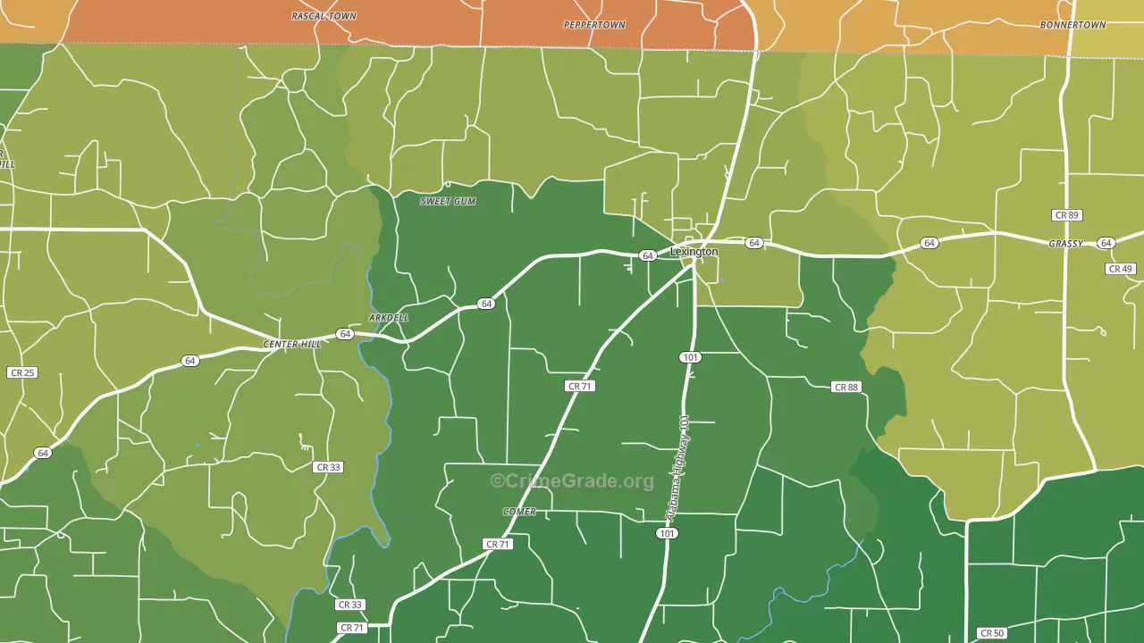 Lexington, AL Map of Assault Rates
