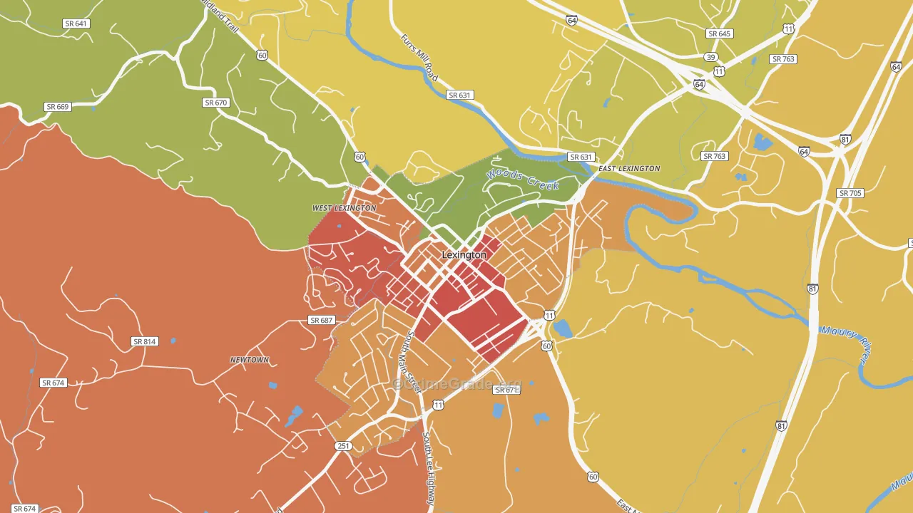 Lexington City, VA Map of Assault Rates
