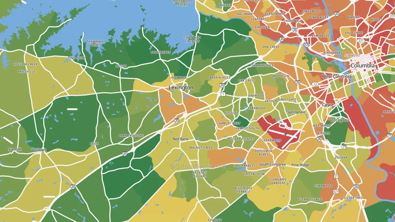 Lexington County, SC Map of Assault Rates