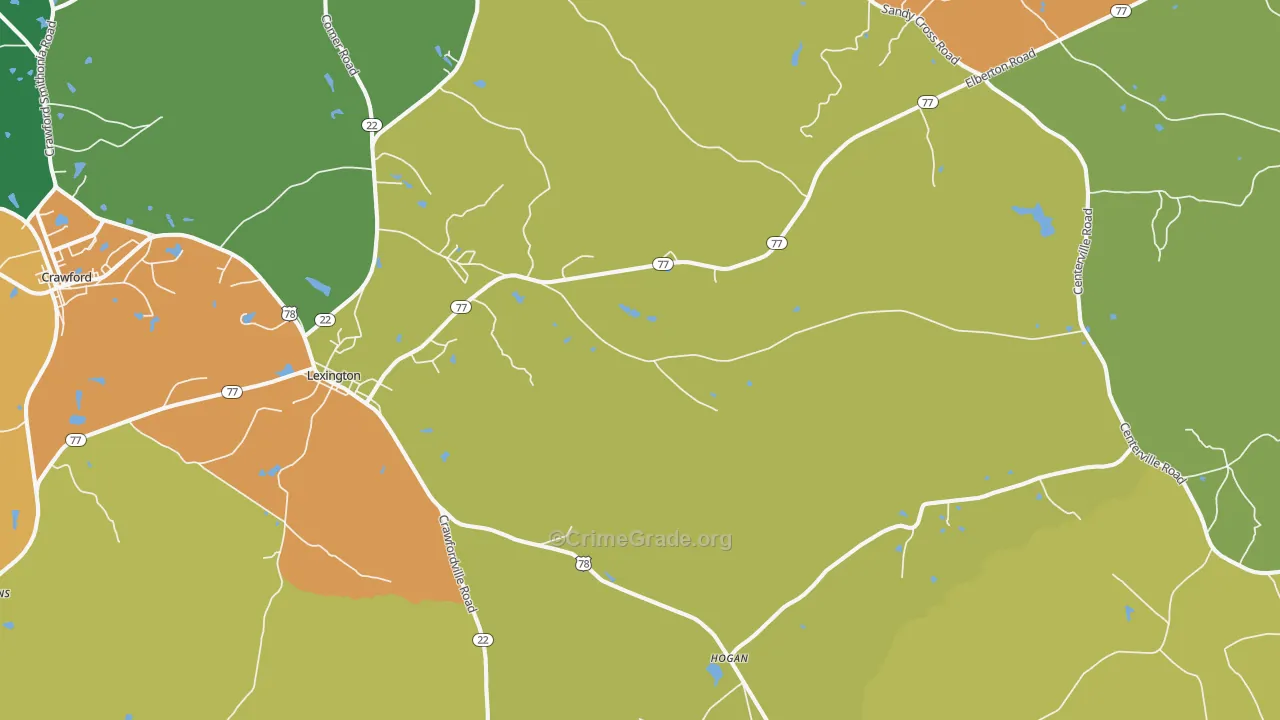 Lexington, GA Map of Assault Rates