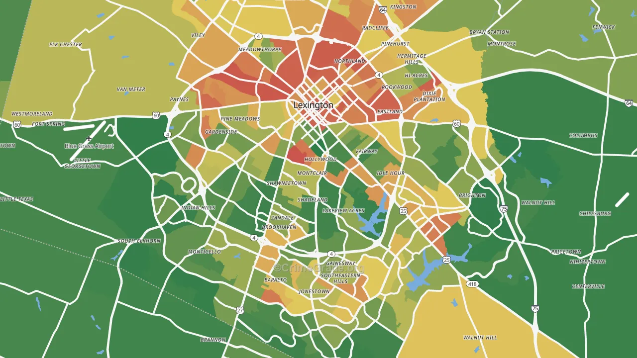 Lexington, KY Map of Assault Rates