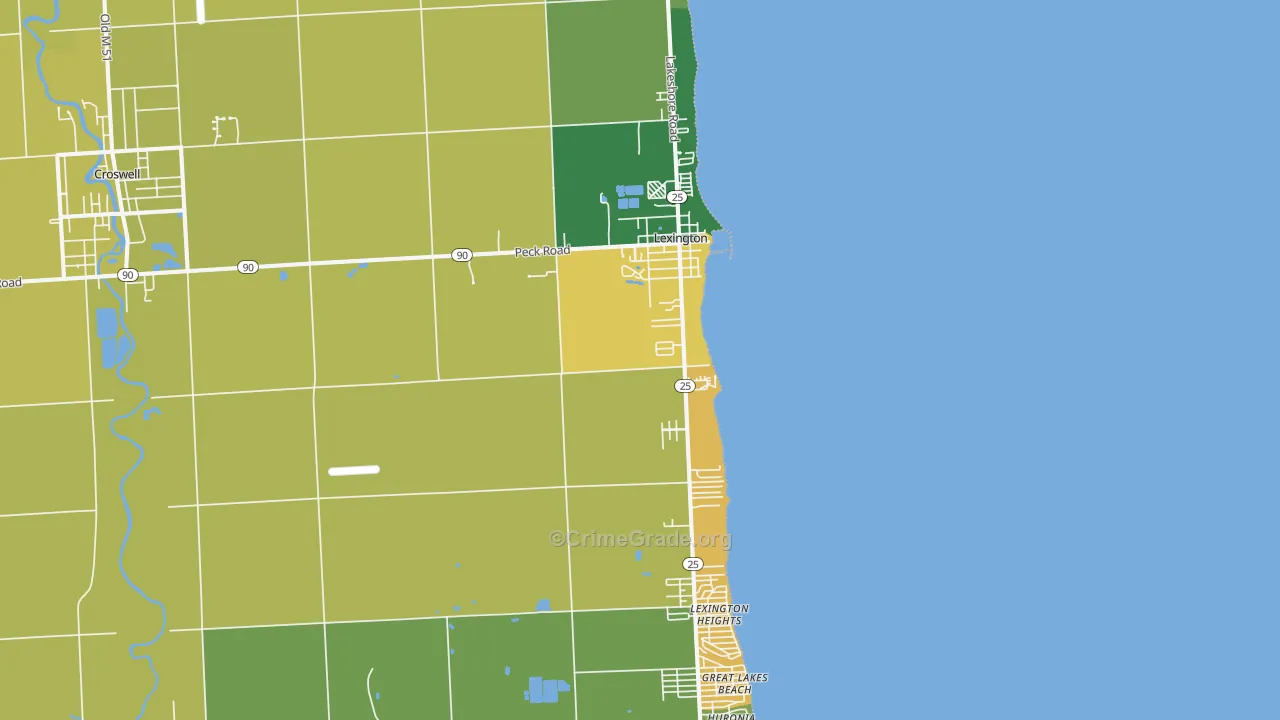 Lexington, MI Map of Assault Rates