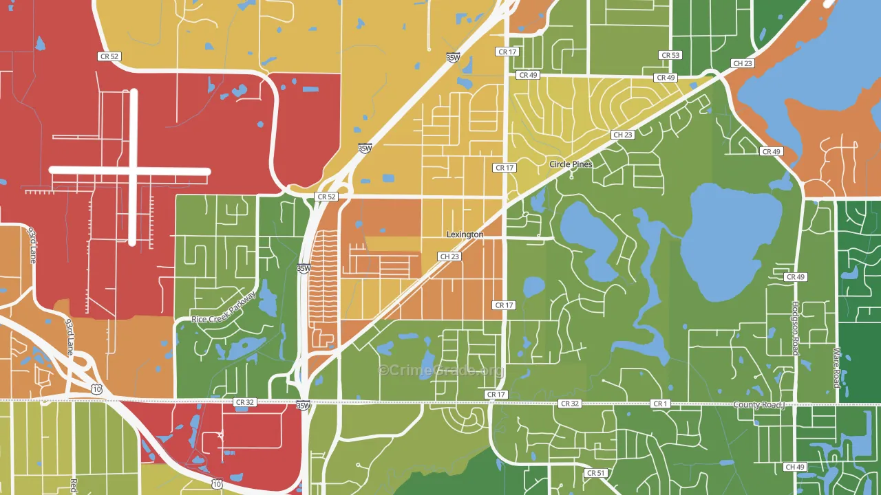 Lexington, MN Map of Assault Rates
