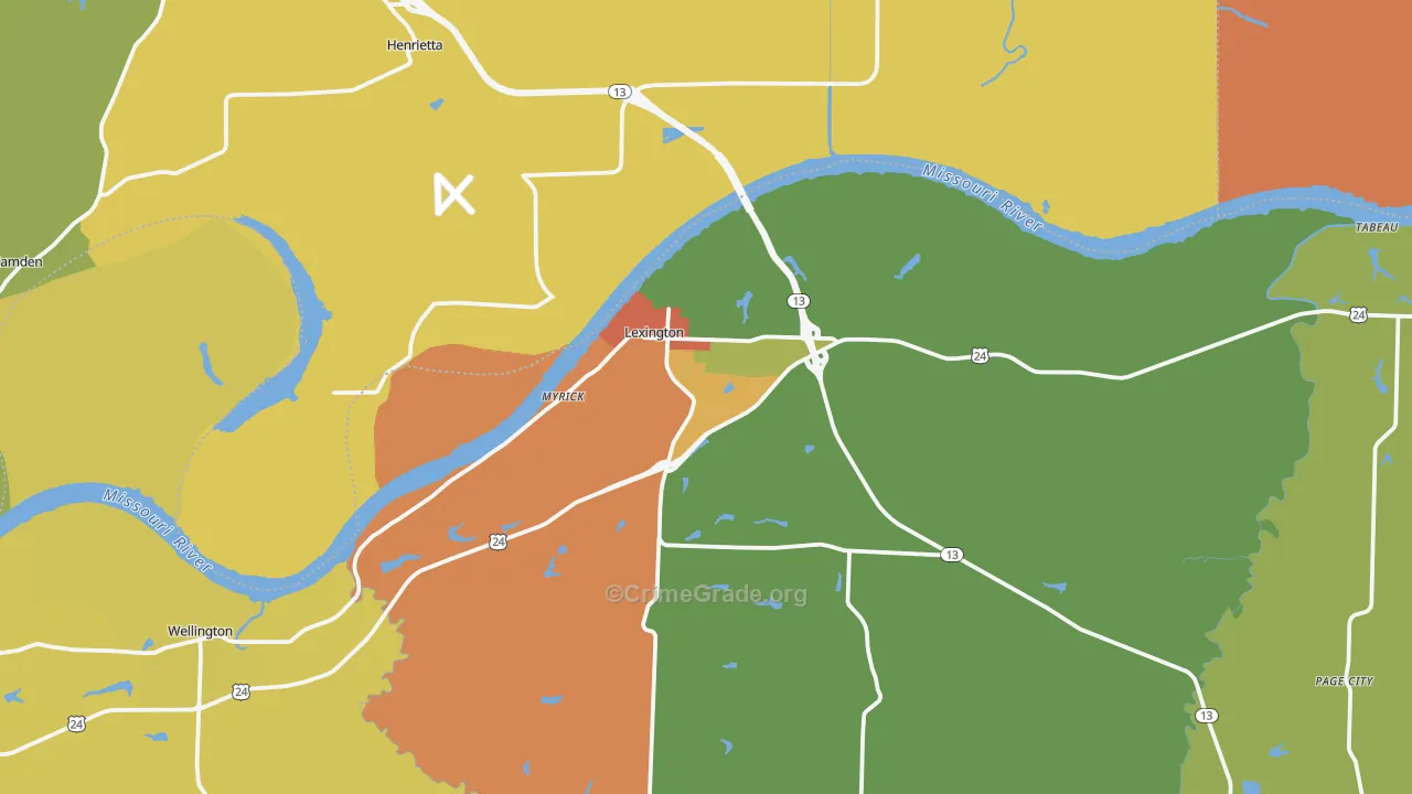 Lexington, MO Map of Assault Rates