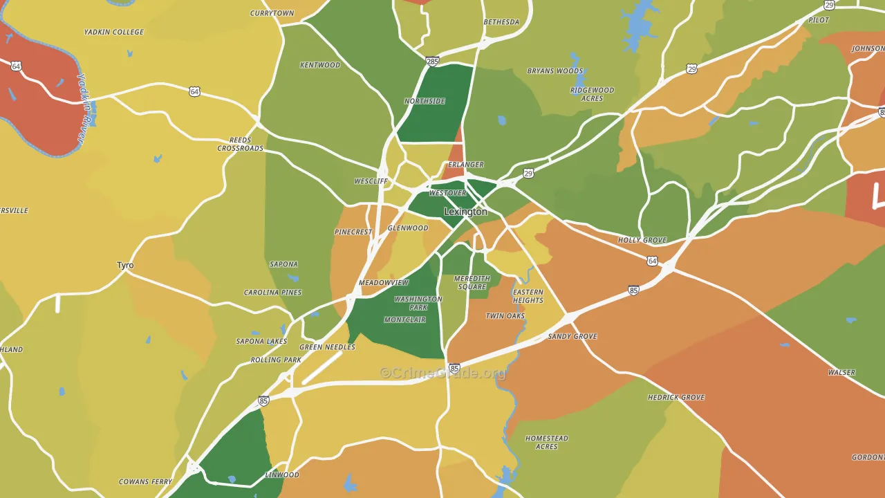Lexington, NC Map of Assault Rates