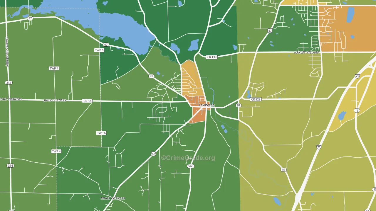 Lexington, OH Map of Assault Rates