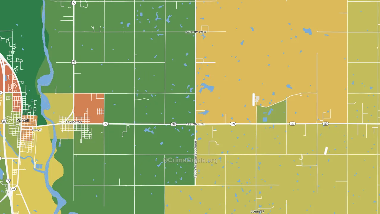Lexington, OK Map of Assault Rates