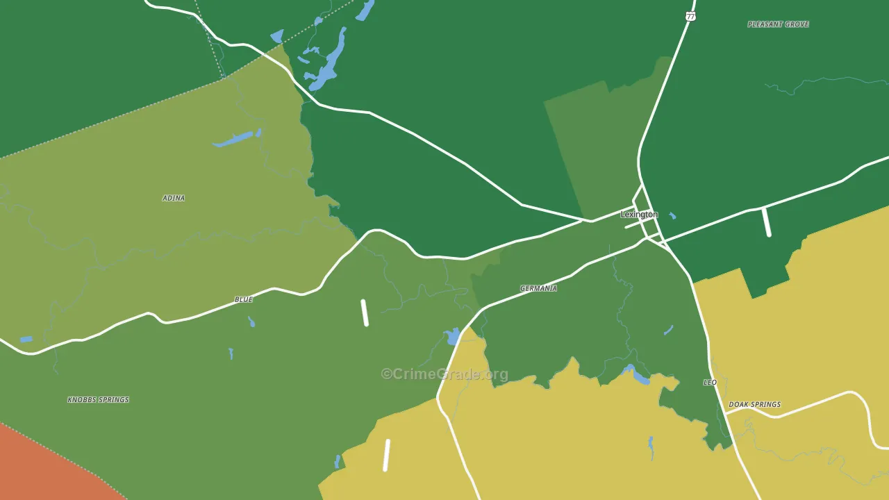 Lexington, TX Map of Assault Rates