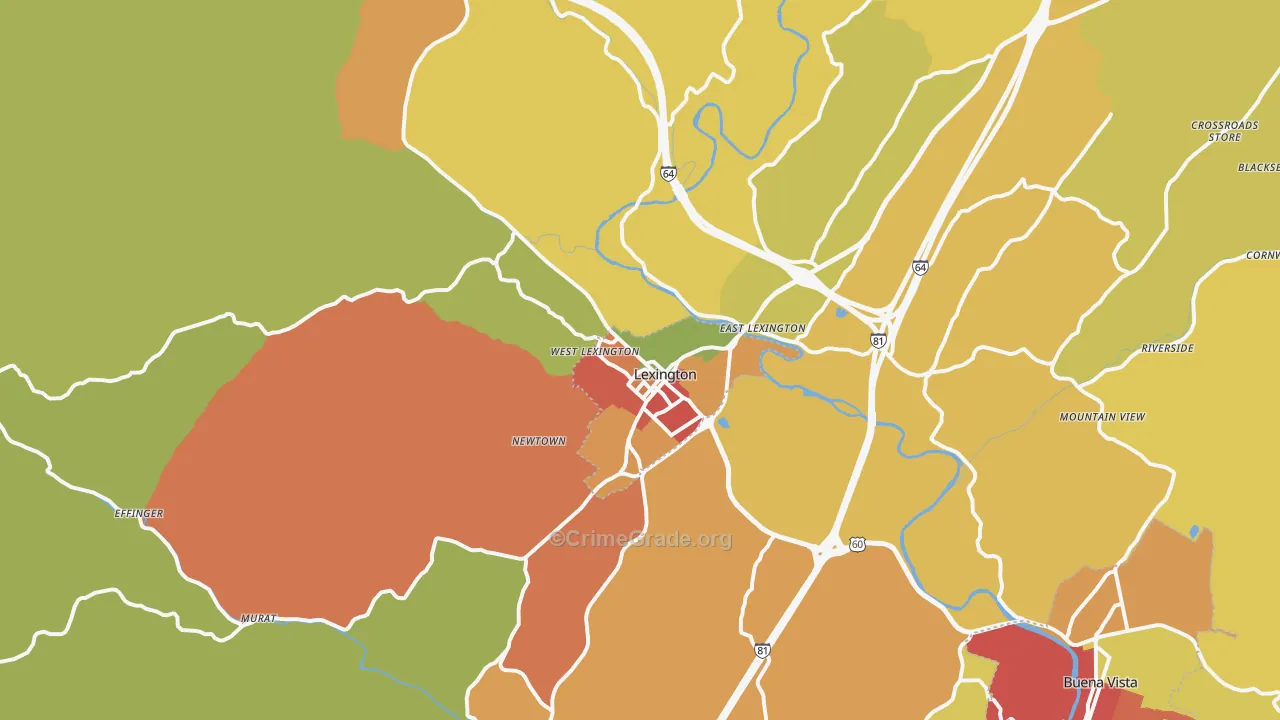 Lexington, VA Map of Assault Rates