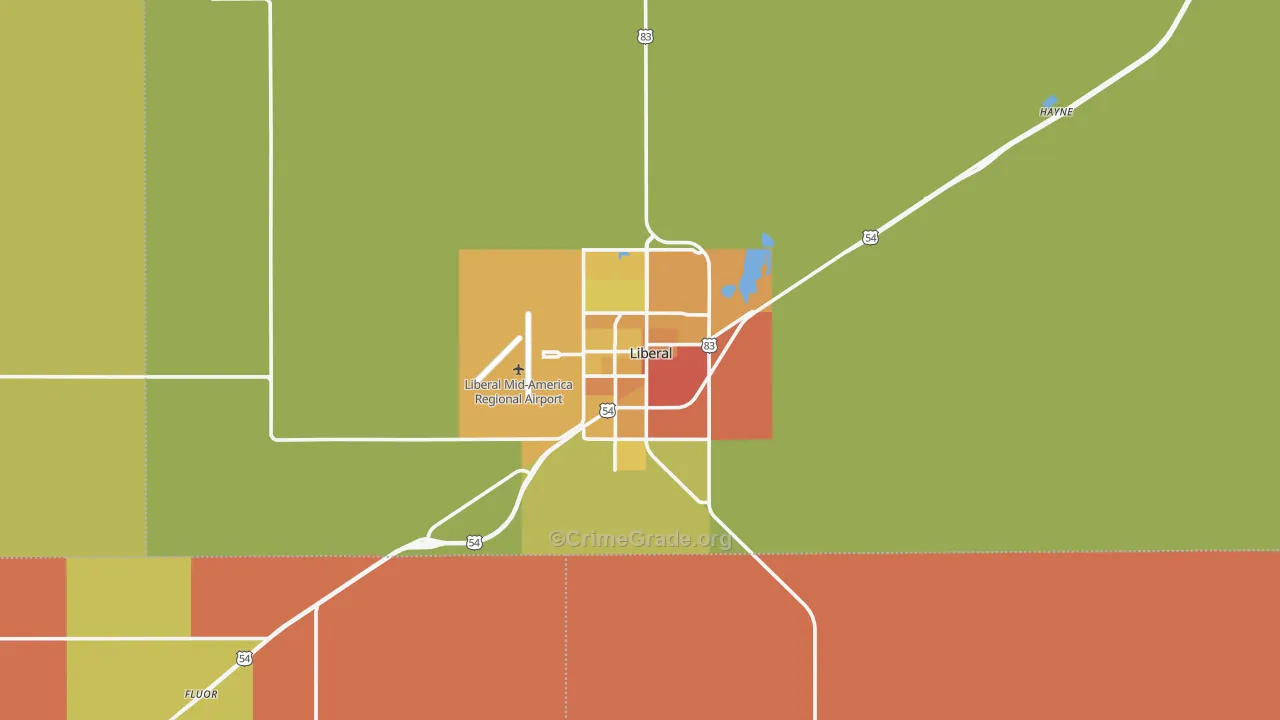 Liberal, KS Map of Assault Rates
