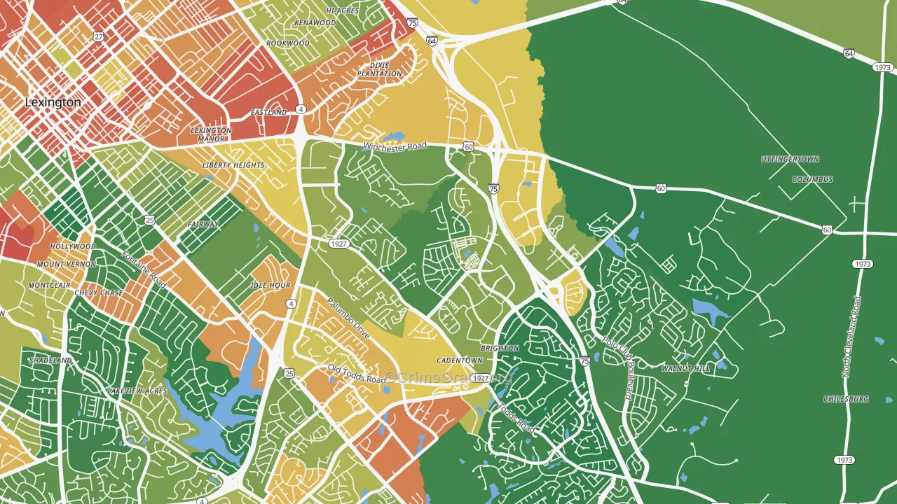 Liberty Area, Lexington, KY Map of Assault Rates