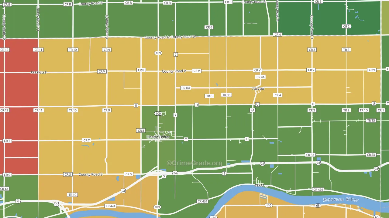 Liberty Center, OH Map of Assault Rates
