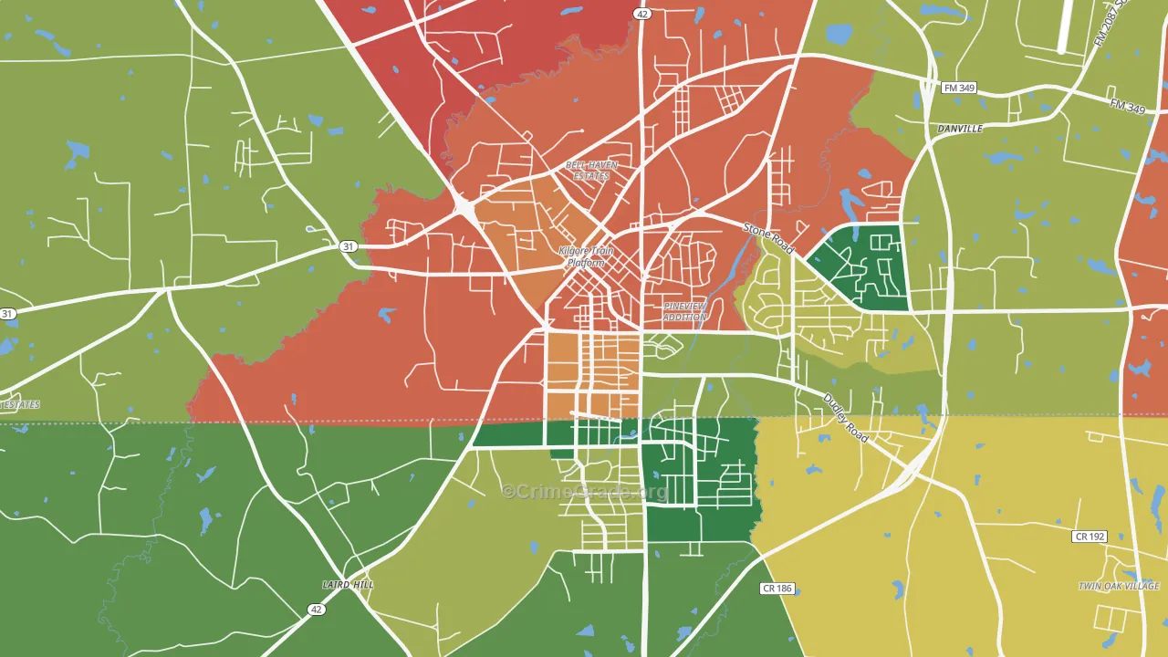 Liberty City, TX Map of Assault Rates