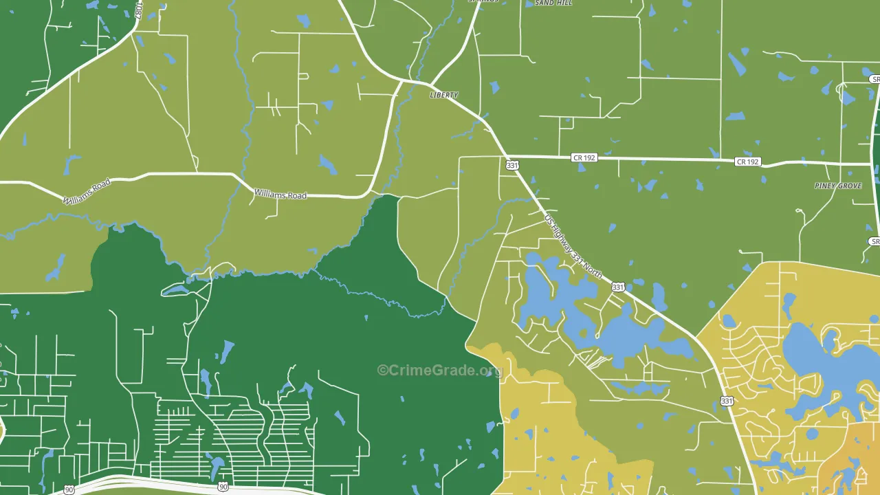 Liberty, FL Map of Assault Rates