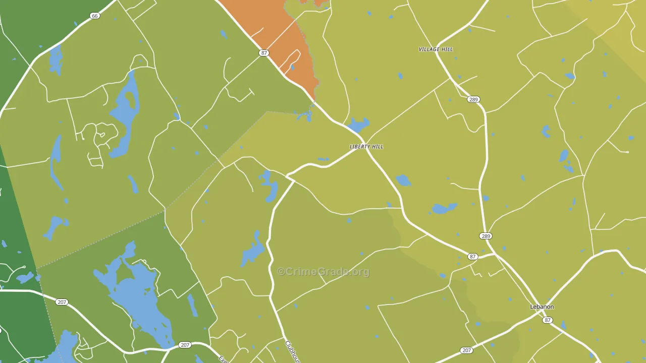 Liberty Hill, CT Map of Assault Rates