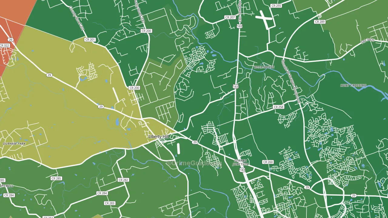 Liberty Hill, TX Map of Assault Rates