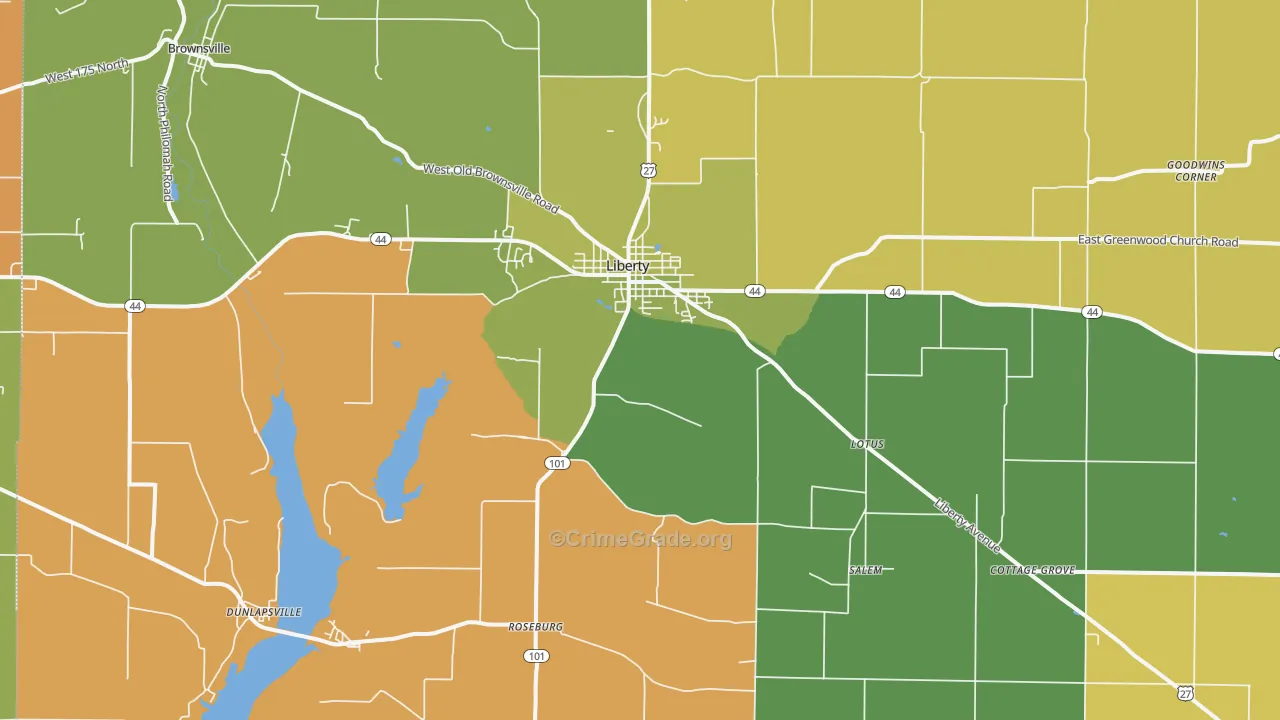 Liberty, IN Map of Assault Rates