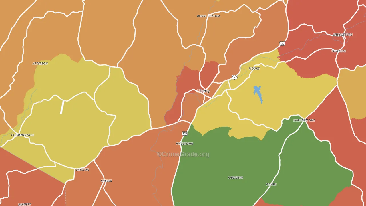 Liberty, KY Map of Assault Rates