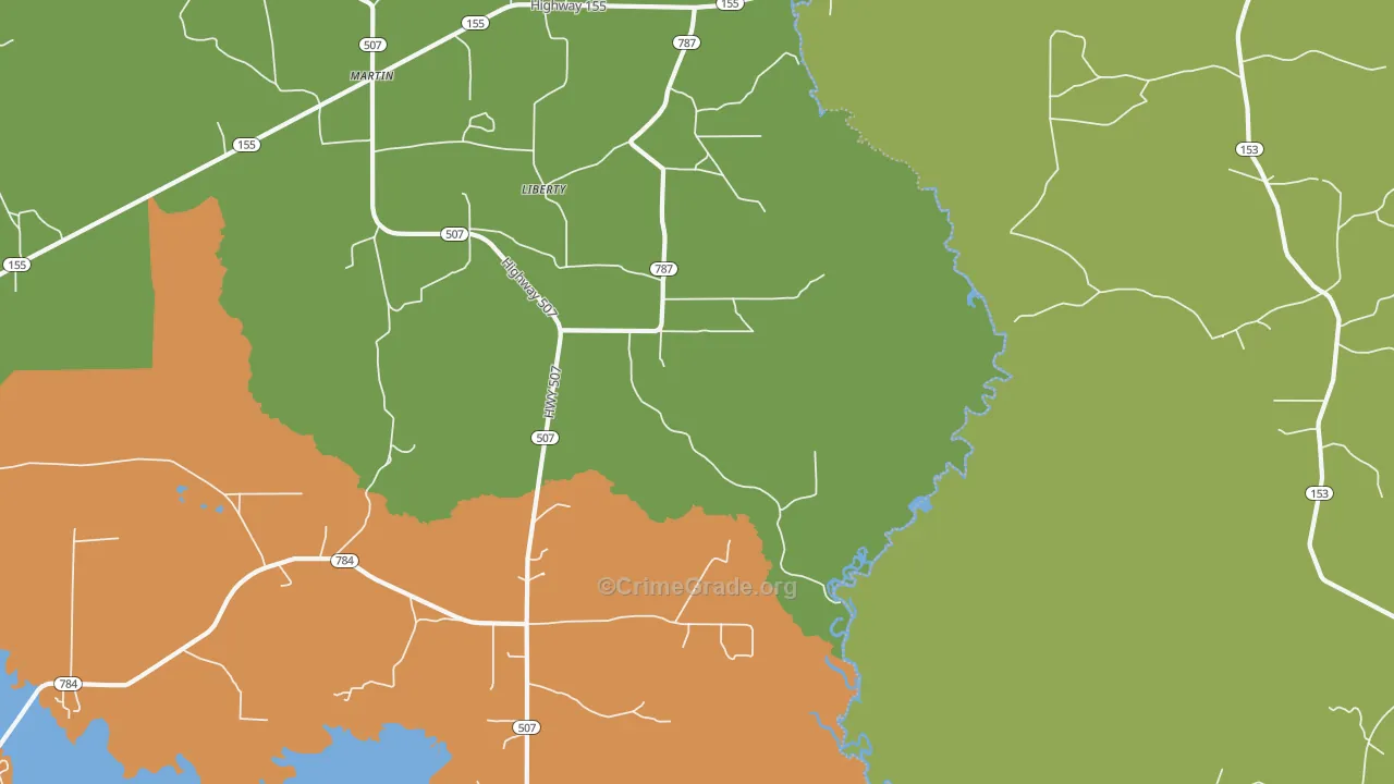 Liberty, LA Map of Assault Rates
