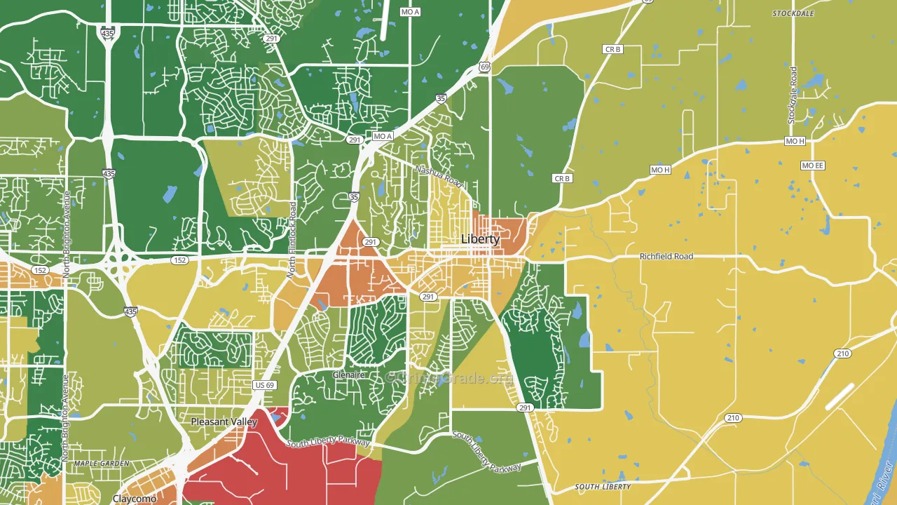 Liberty, MO Map of Assault Rates