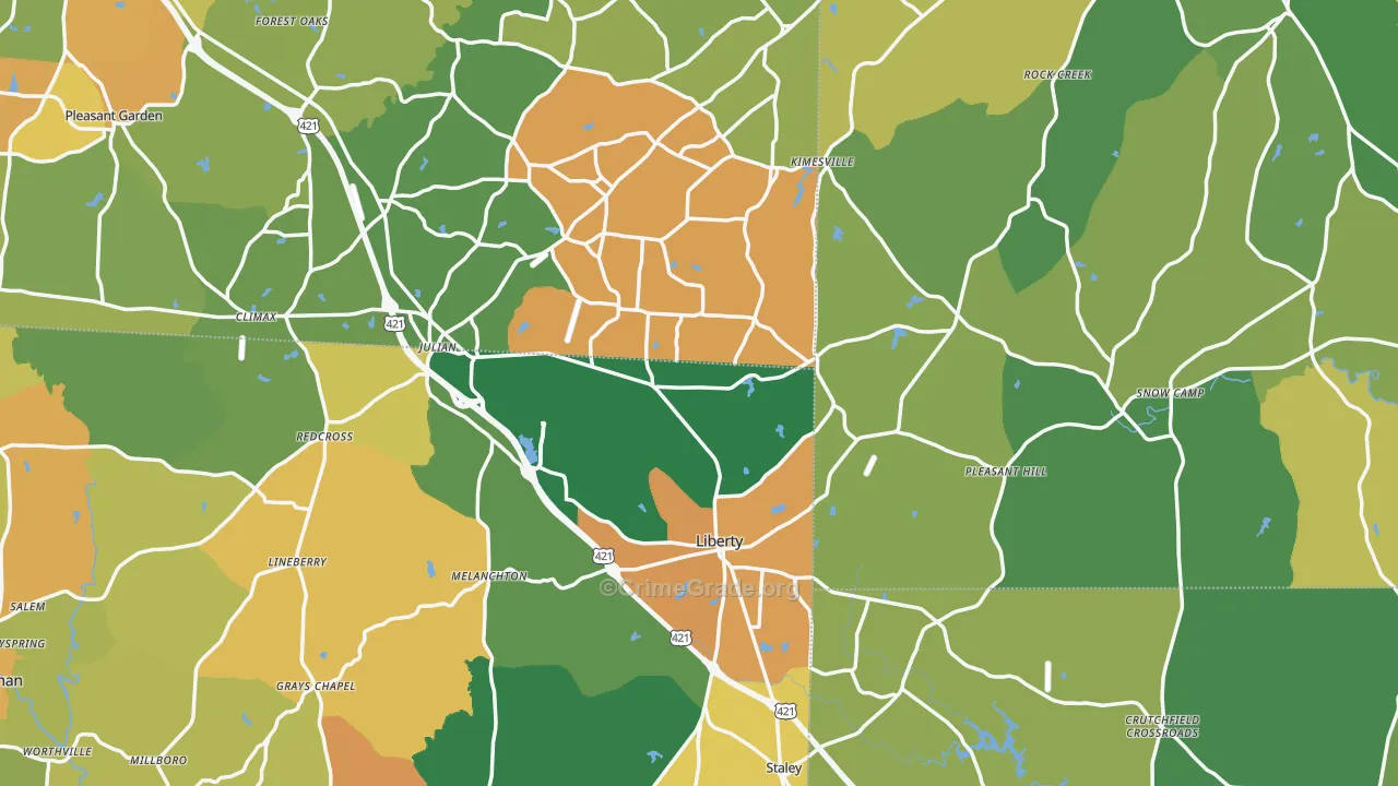 Liberty, NC Map of Assault Rates