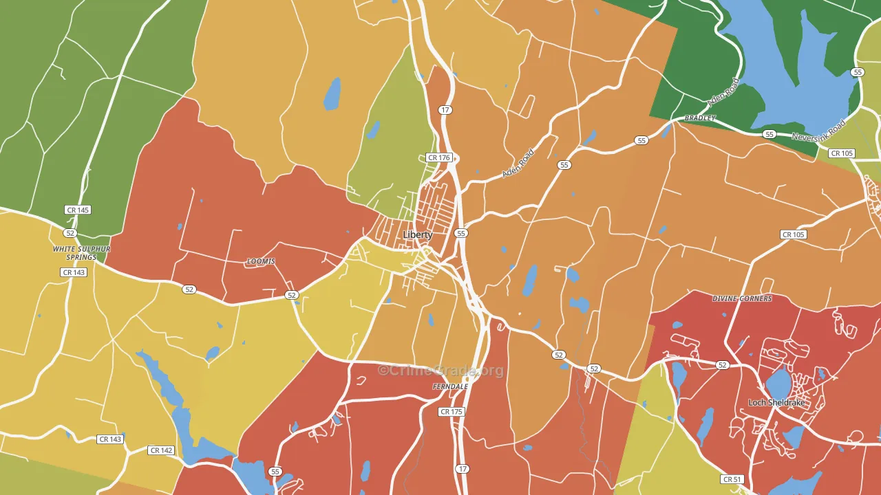 Liberty, NY Map of Assault Rates