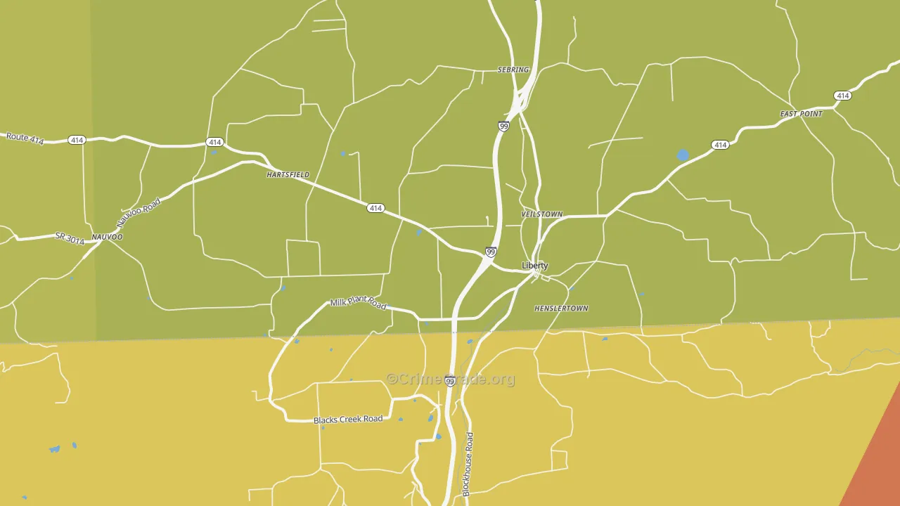 Liberty, PA Map of Assault Rates