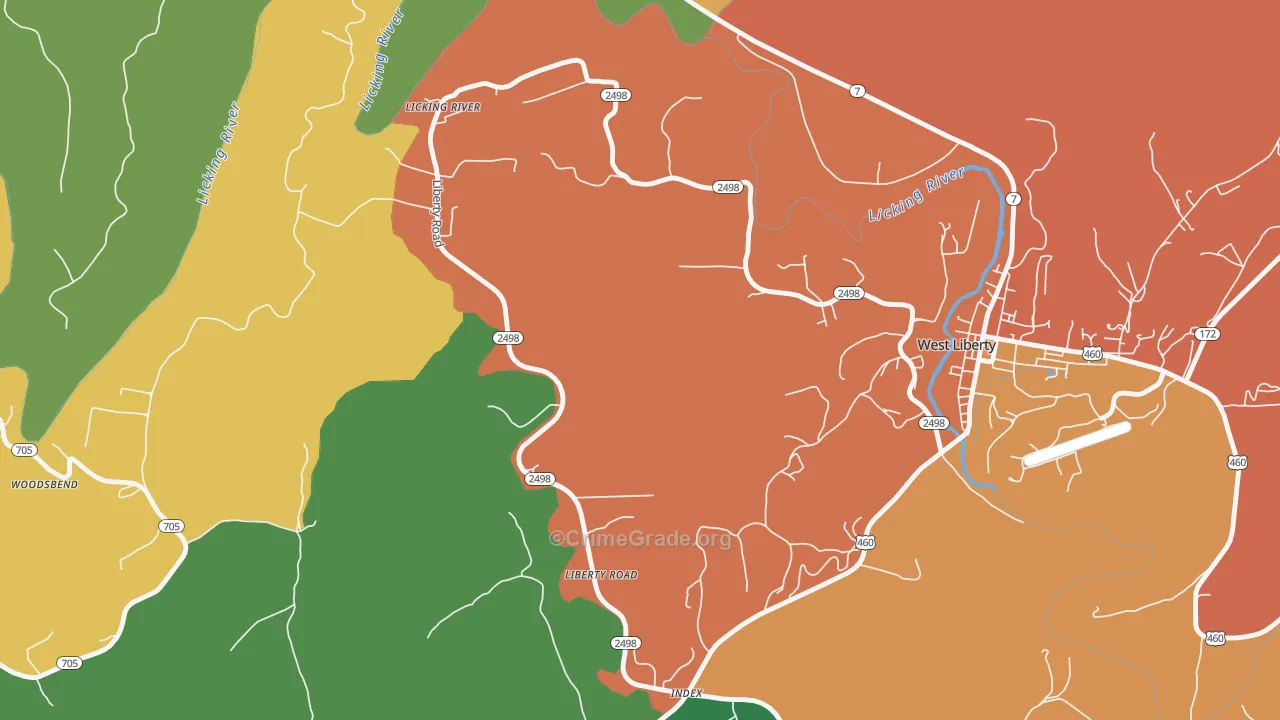 Liberty Road, KY Map of Assault Rates