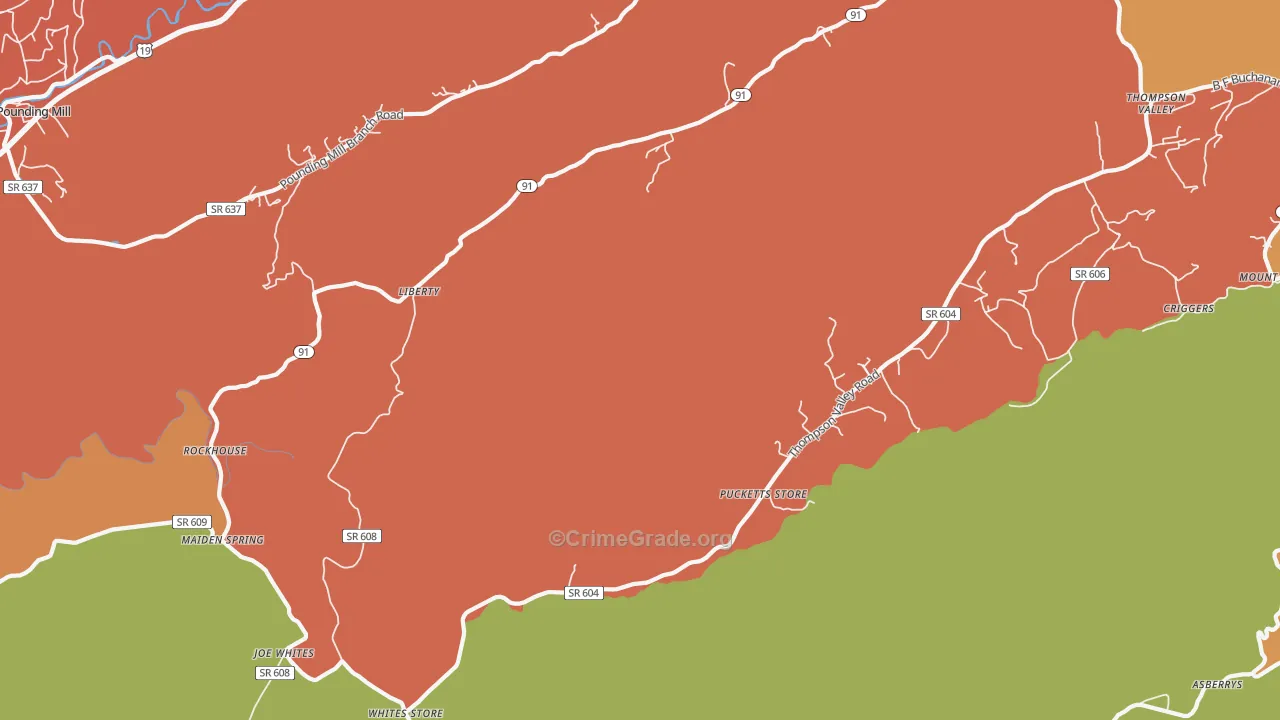 Liberty, VA Map of Assault Rates