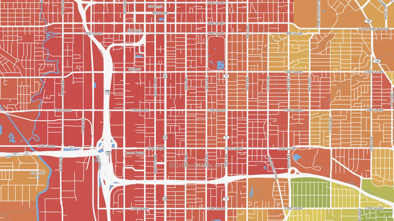 Liberty Wells, Salt Lake City, UT Map of Assault Rates