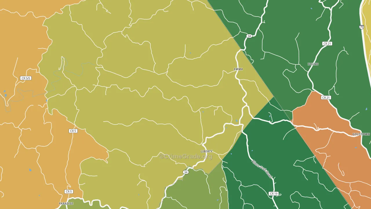 Liberty, WV Map of Assault Rates
