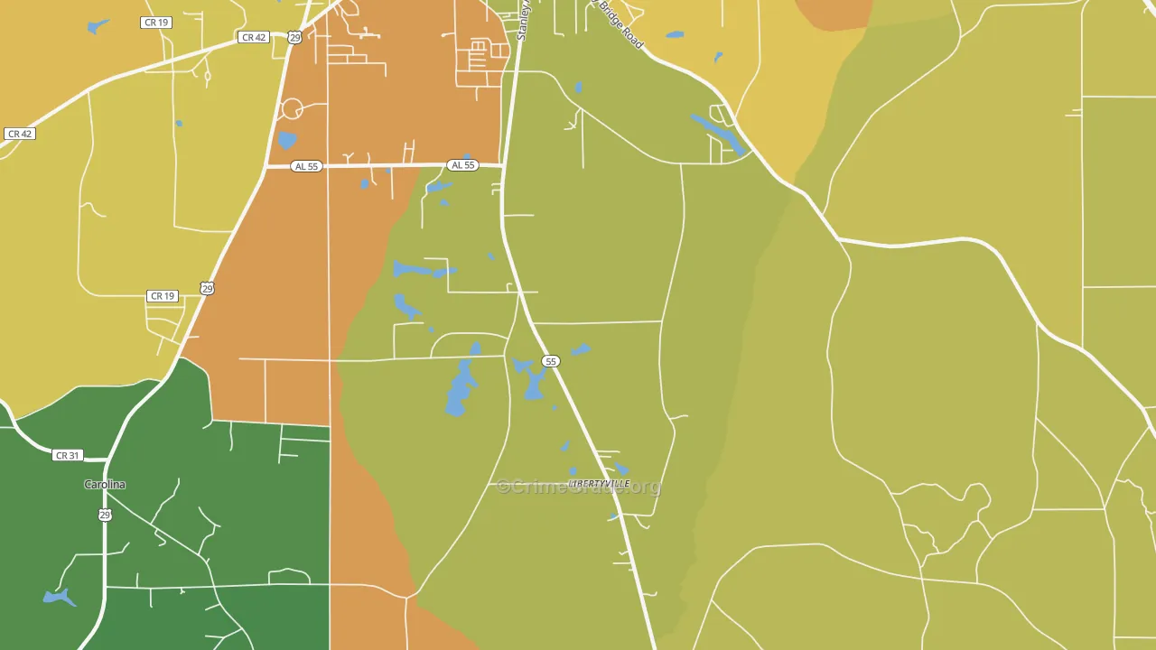 Libertyville, AL Map of Assault Rates