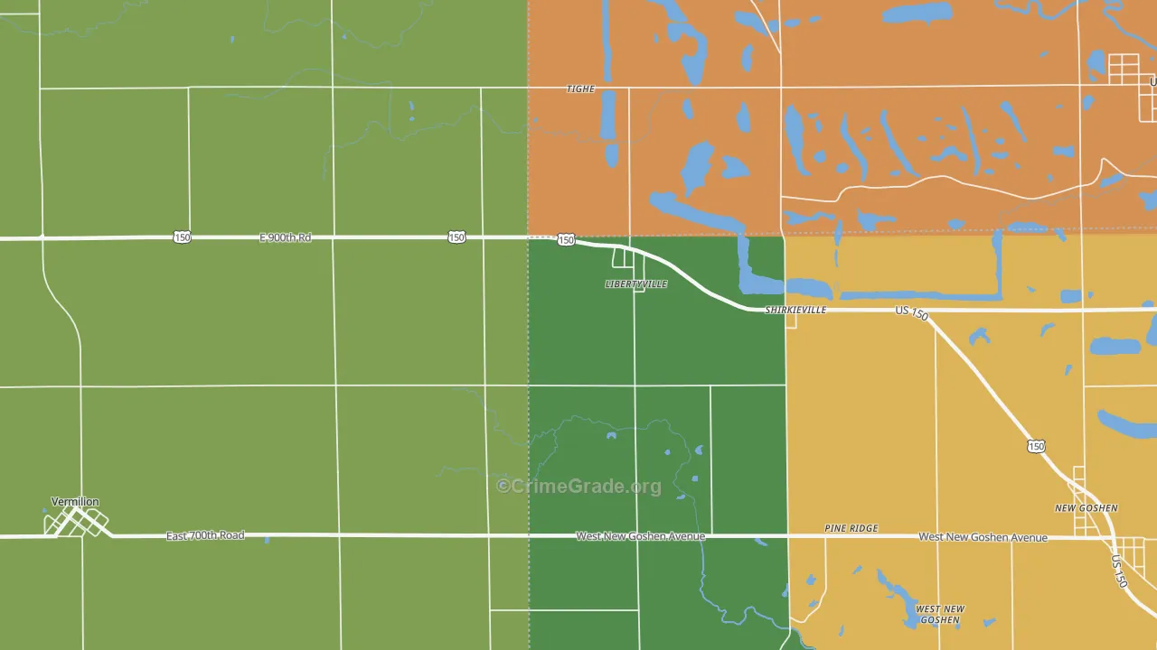Libertyville, IN Map of Assault Rates