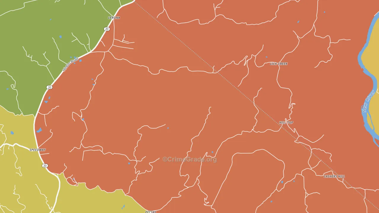 Lick Creek, WV Map of Assault Rates