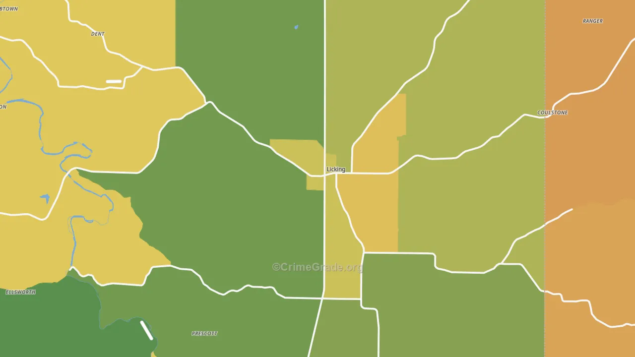 Licking, MO Map of Assault Rates
