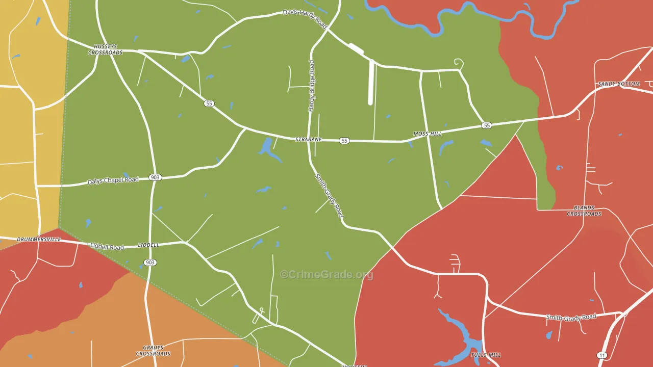 Liddell, NC Map of Assault Rates