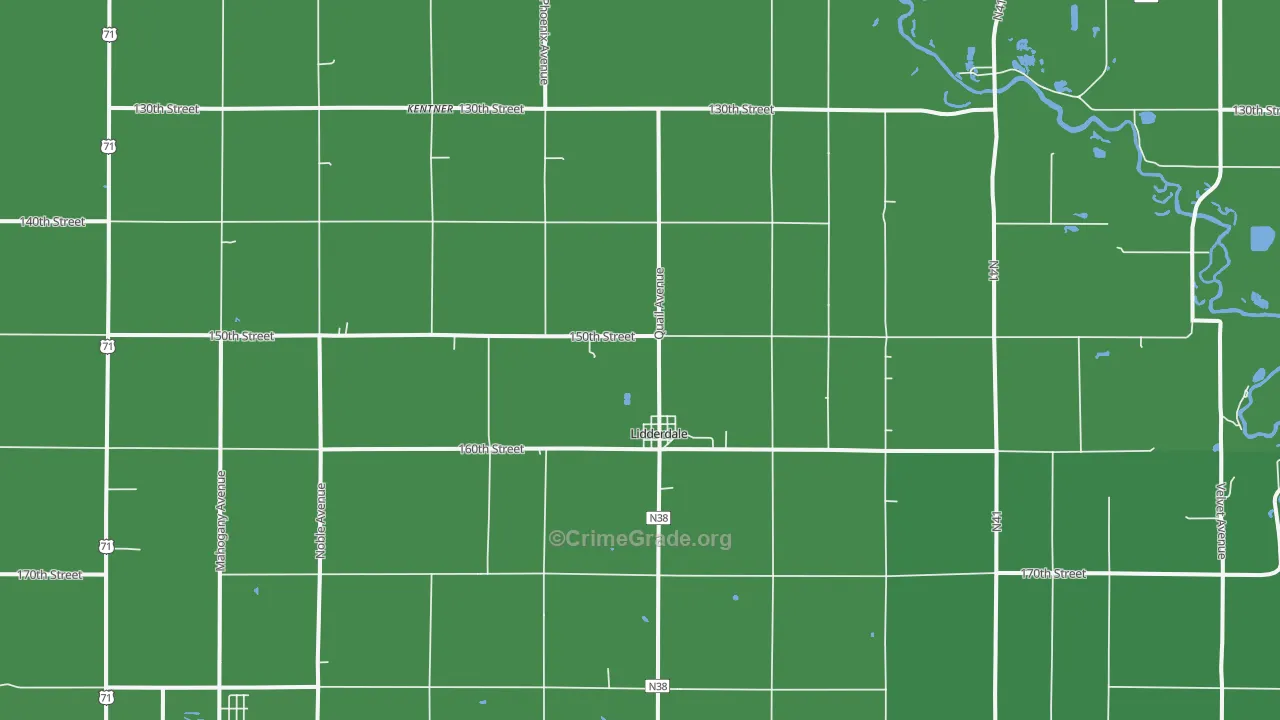 Lidderdale, IA Map of Assault Rates