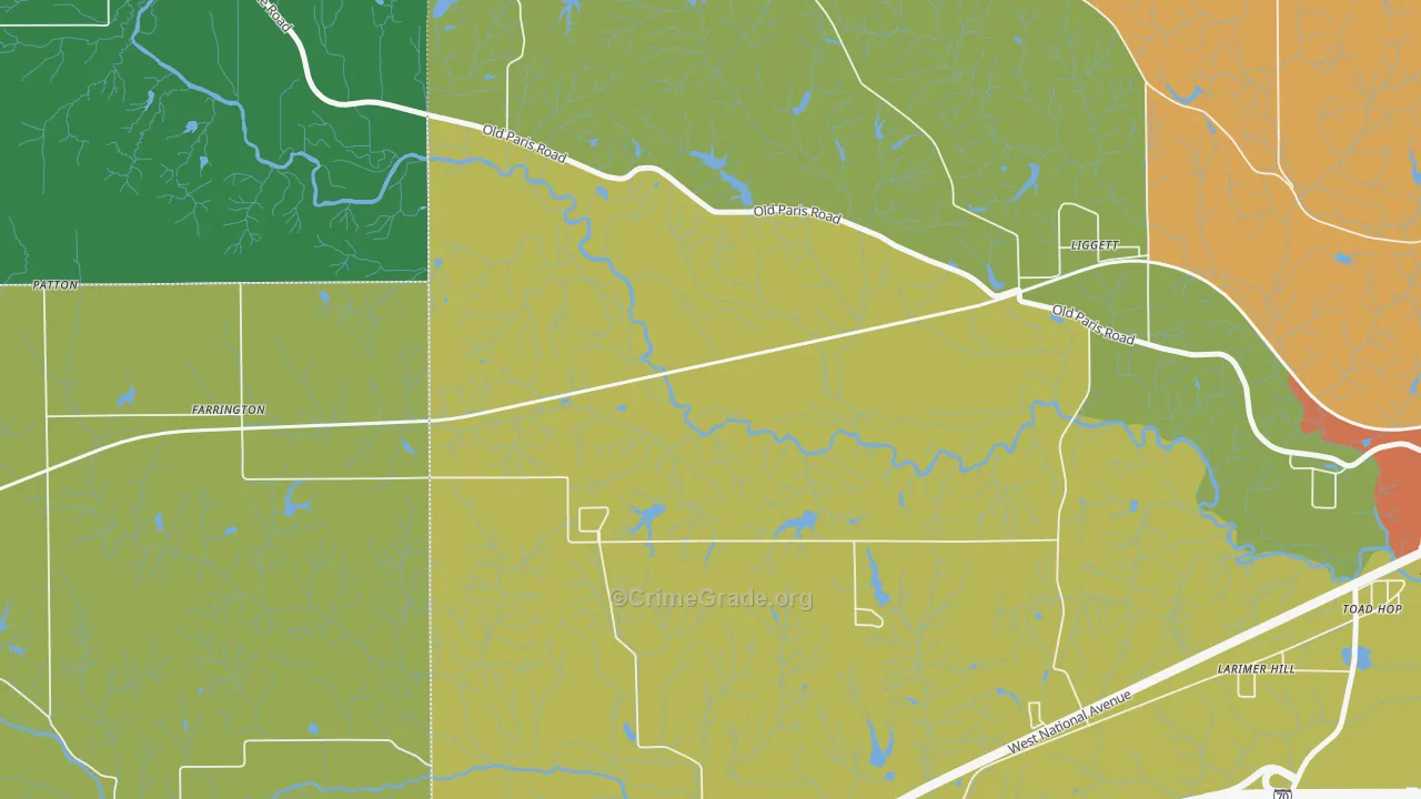 Liggett, IN Map of Assault Rates