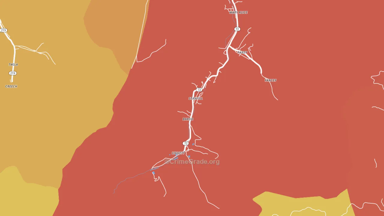 Liggett, KY Map of Assault Rates