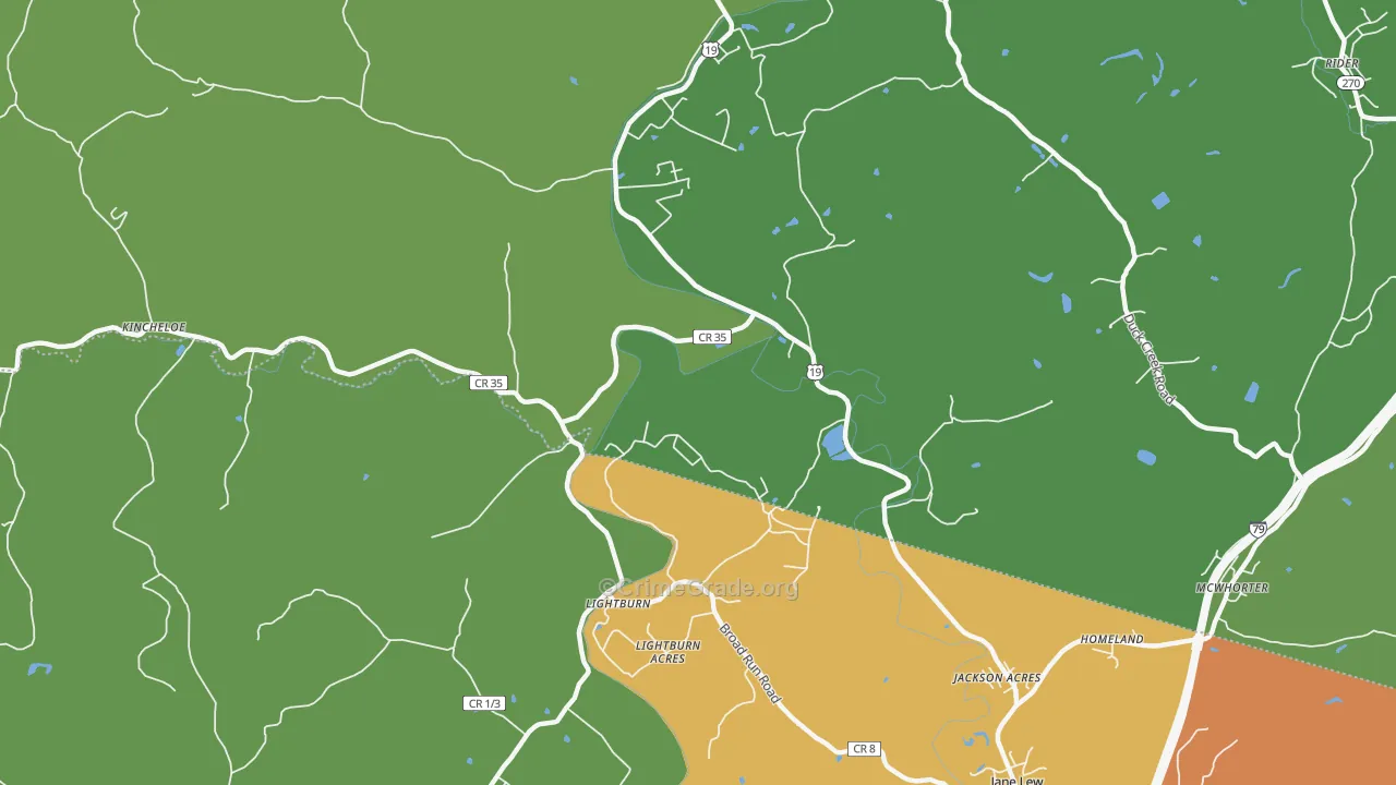 Lightburn, WV Map of Assault Rates
