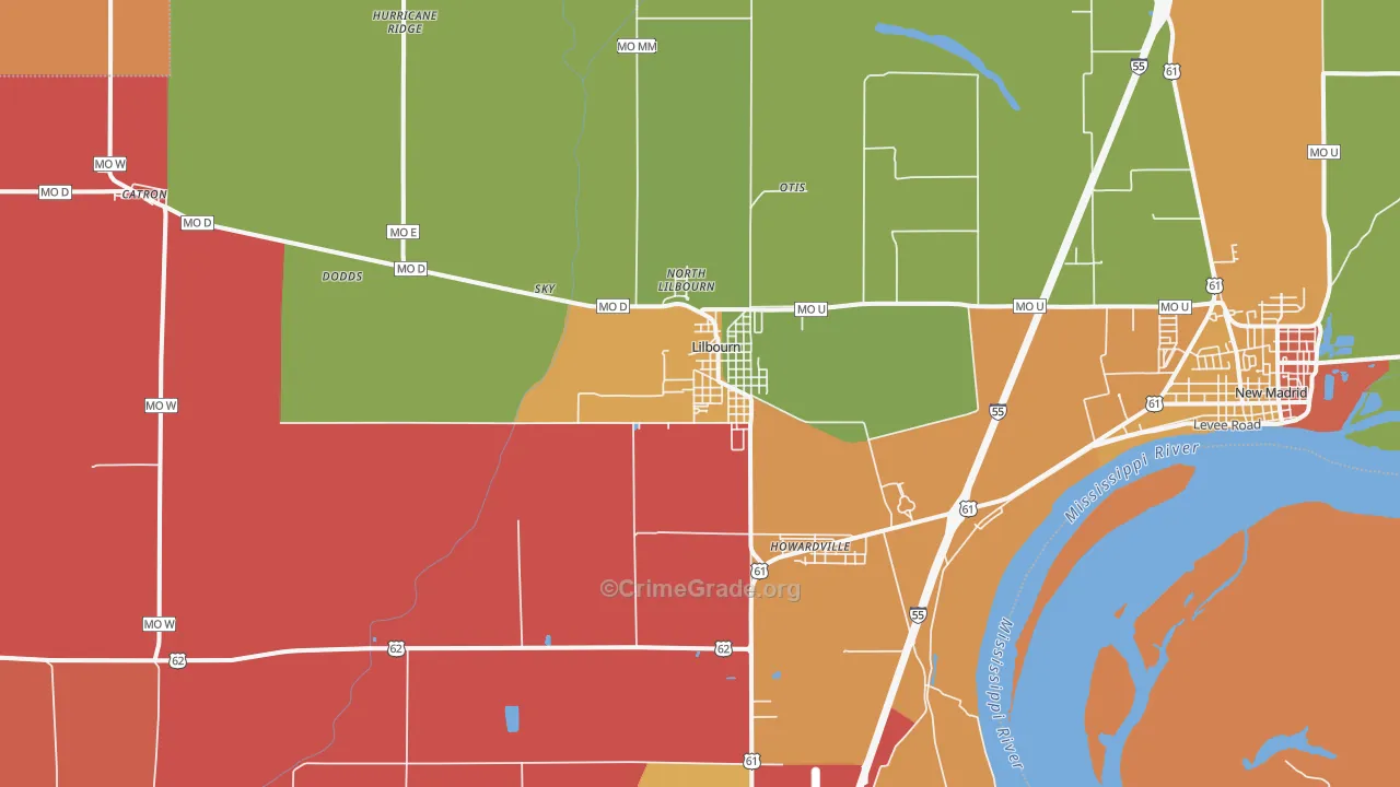 Lilbourn, MO Map of Assault Rates