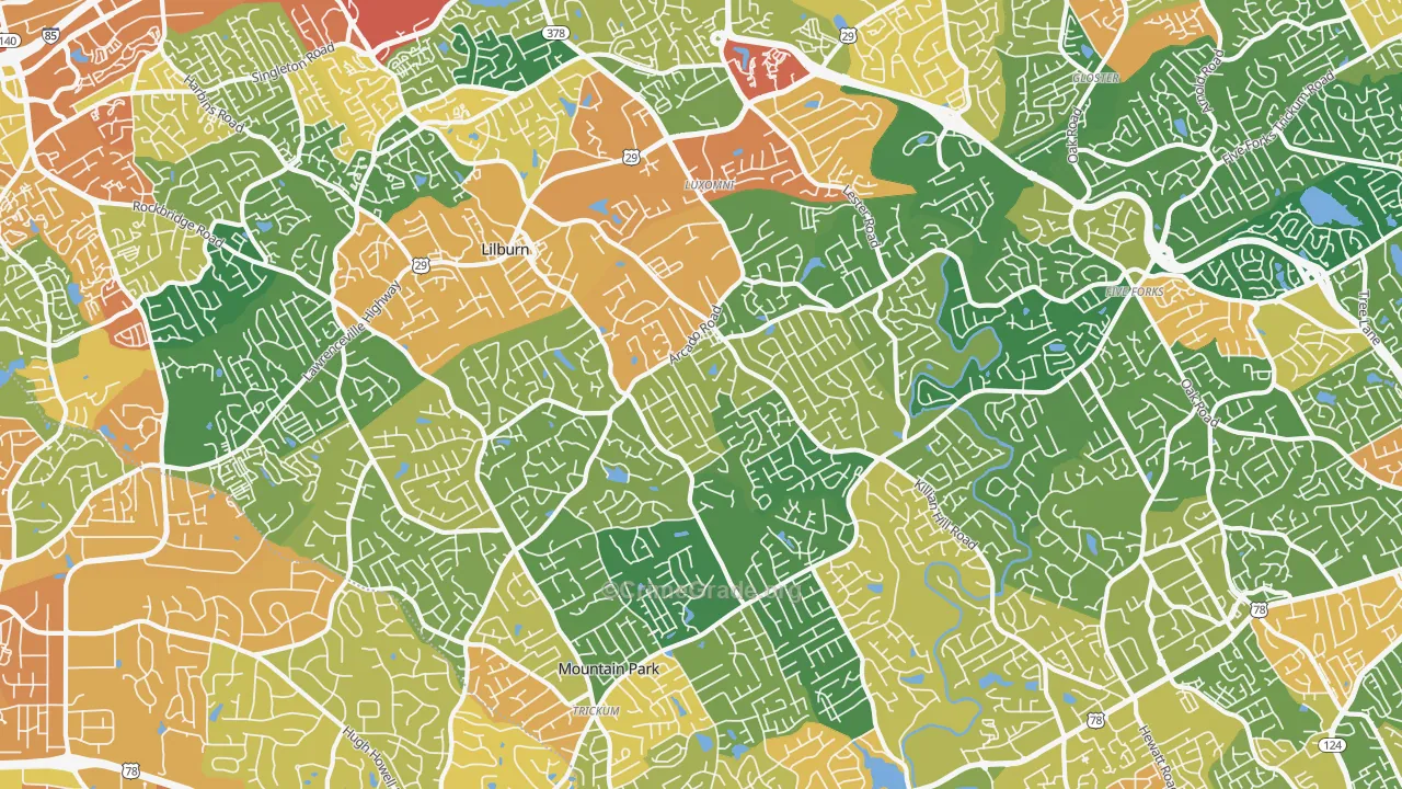 Lilburn, GA Map of Assault Rates