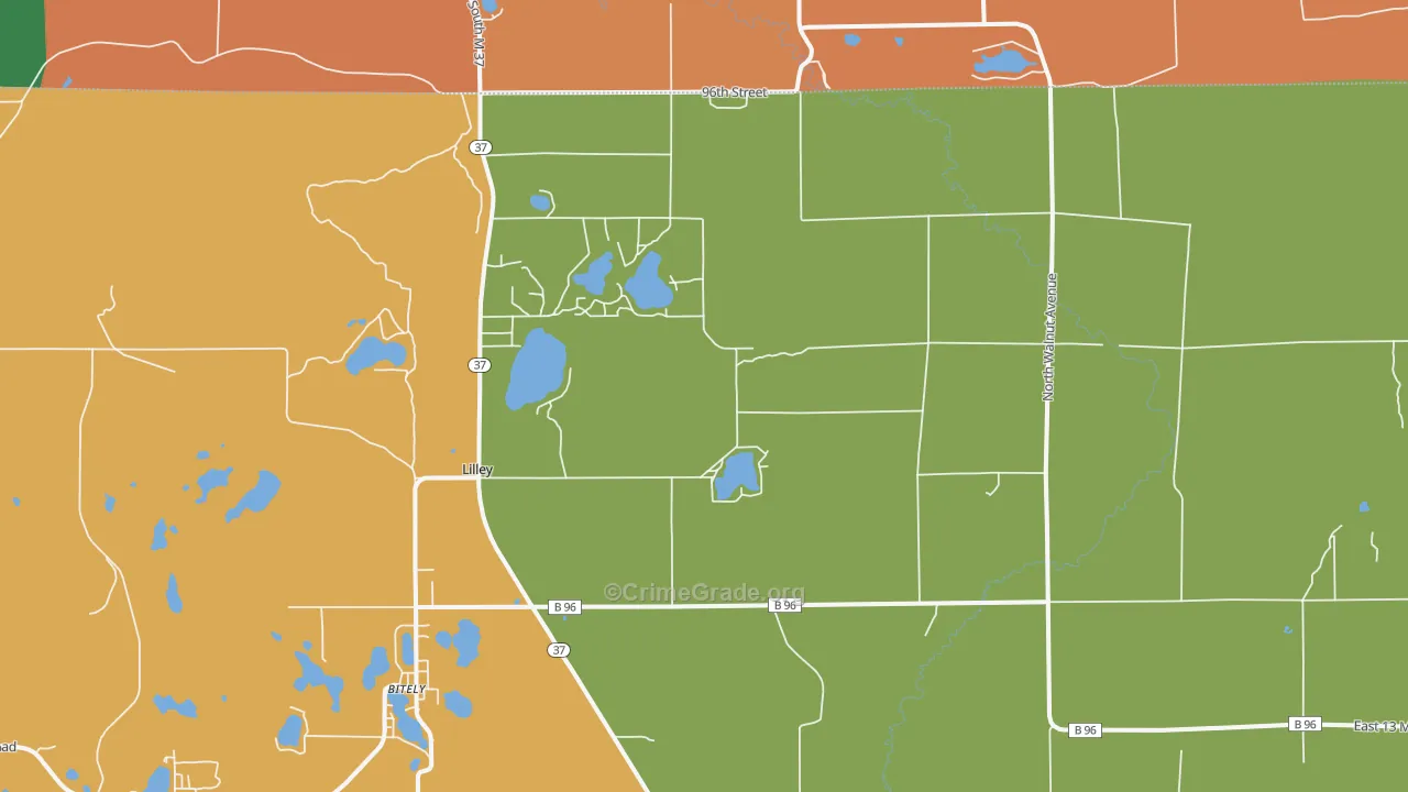 Lilley, MI Map of Assault Rates